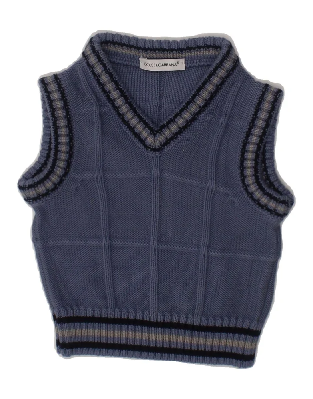 DOLCE & GABBANA Baby Boys Vest Tank Top 3-6 Months Navy Blue