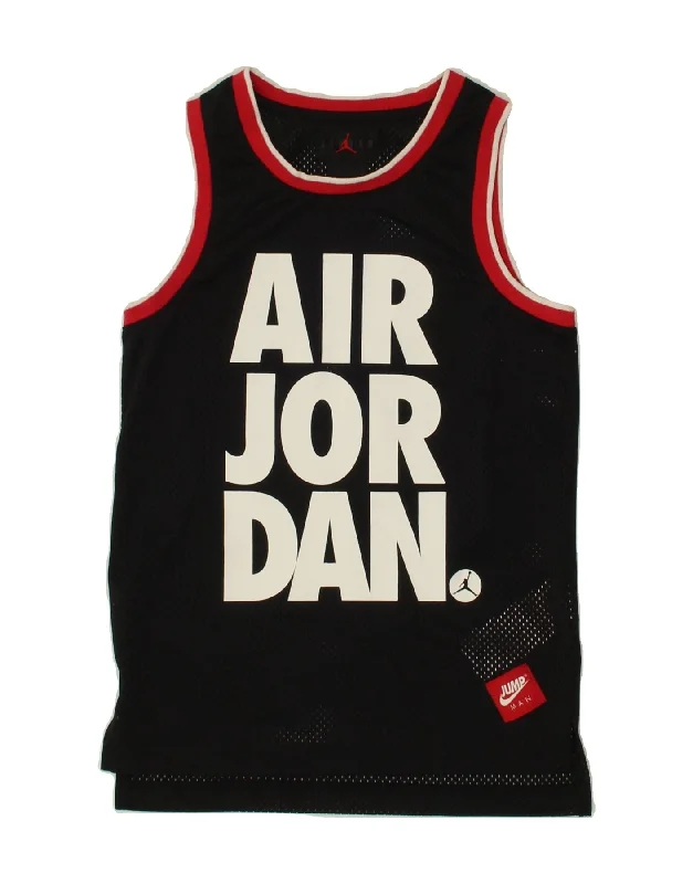 JORDAN Boys Graphic Vest Top 8-9 Years Black Polyester