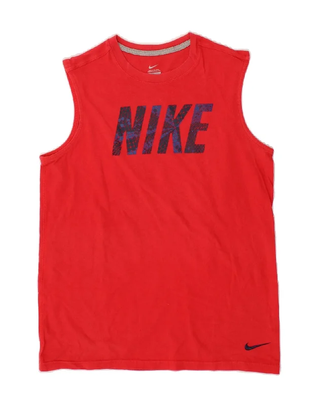 NIKE Boys Graphic Vest Top 13-14 Years XL Red Cotton