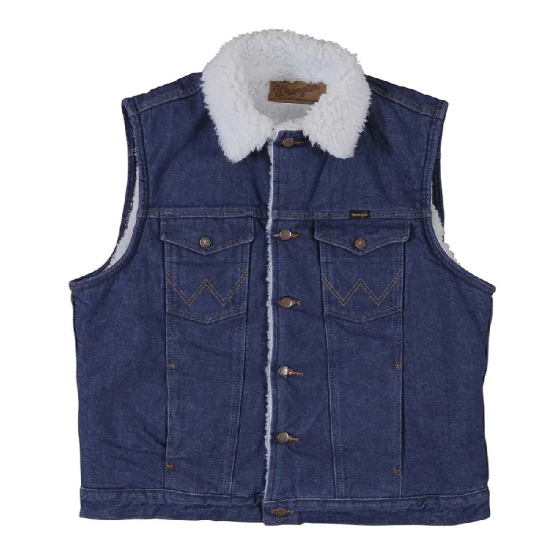 Wrangler Mens Sherpa Lined Prewashed Denim Vest - 74131PW