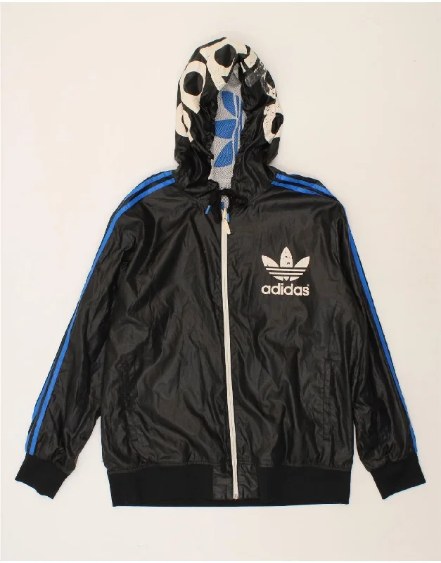 ADIDAS Mens Hooded Graphic Reversible Jacket UK 42 XL Black