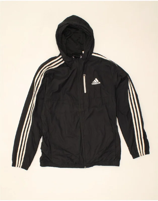 ADIDAS Mens Hooded Rain Jacket UK 40 Large Black Polyester