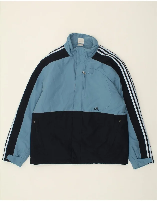 ADIDAS Mens Windbreaker Jacket UK 40 Large Blue Colourblock