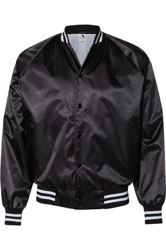 Augusta Sportswear Satin Baseball Jacket Striped Trim