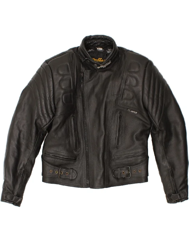 BUFFALO Mens Motorcycle Leather Racer Jacket UK 42 XL Black Leather