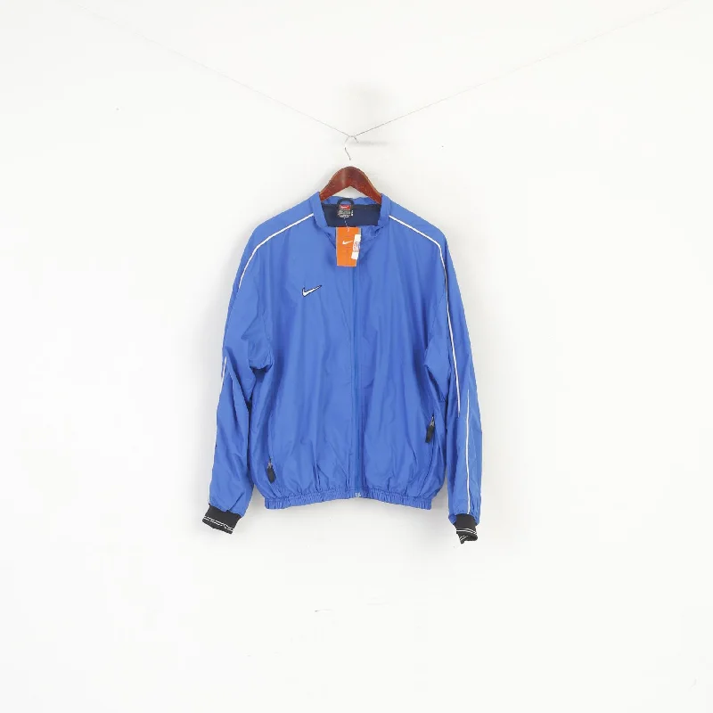 New Nike Team Men M 178 Jacket Blue Vintage Full Zip Bomber Sport Top