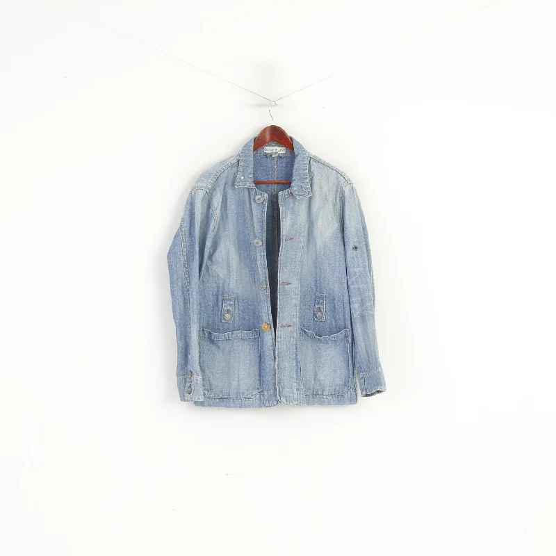 Stone Island Men M Denim Jacket Blue Vintage Cotton Wash Jeans Top