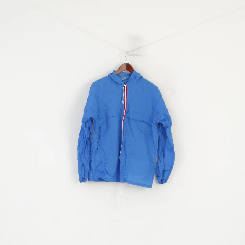 Vintage Men S Jacket Blue Nylon Waterproof Hooded Full Zip Rain Top