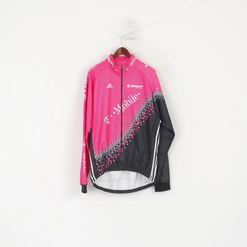 Adidas Men XL Cycling Jacket Pink Giant Bicycles Full Zipper Vintage Bike Wear Top