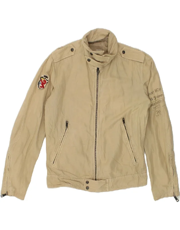 DIESEL Mens Military Jacket UK 38 Medium Beige Cotton