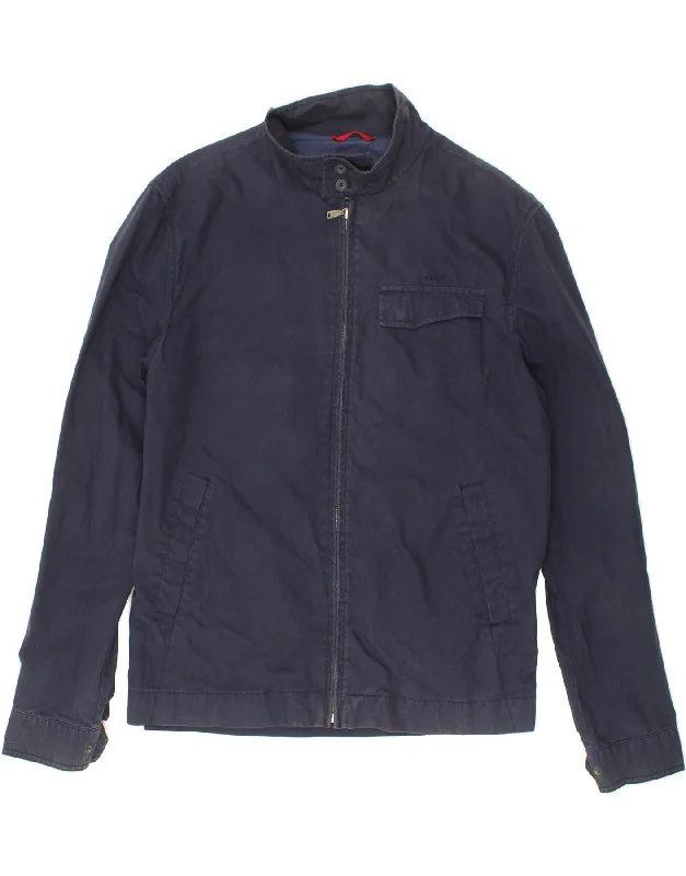 GAS Mens Bomber Jacket UK 40 Large Navy Blue Cotton