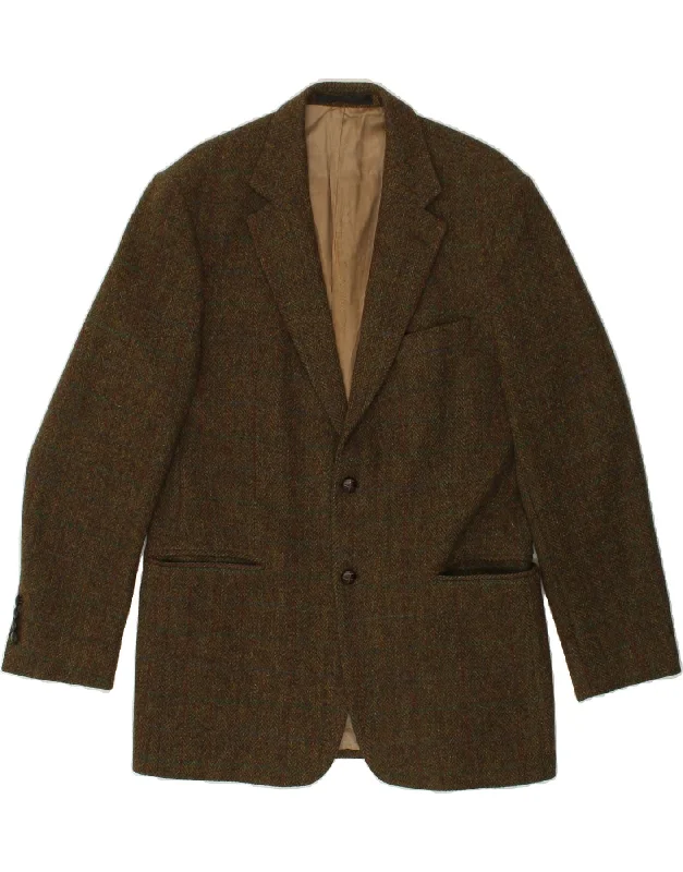 MARKS & SPENCER Mens Harris Tweed Blazer Jacket UK 38 Medium Khaki