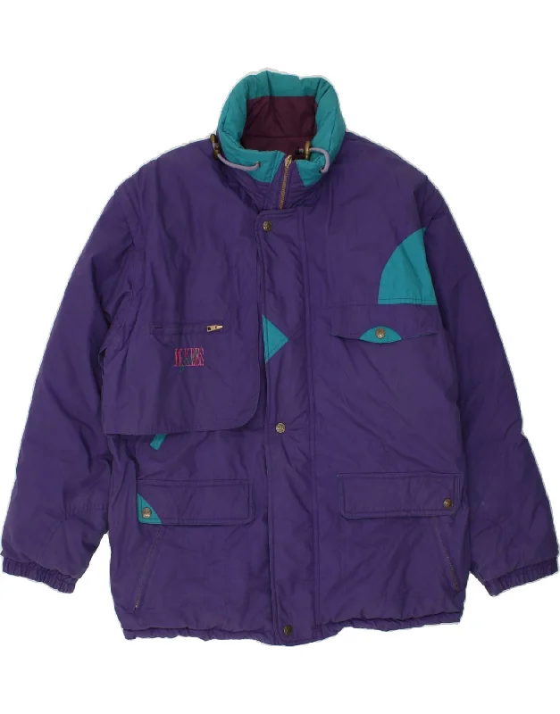 MC KEES Mens Reversible Padded Jacket UK 42 XL Purple Colourblock Cotton