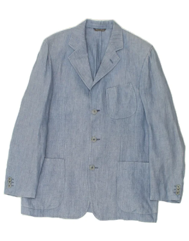 PAUL & SHARK Mens 3 Button Blazer Jacket IT 50 Large Blue Linen