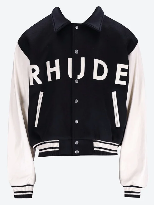 Rhude collegiate  jacket in leather