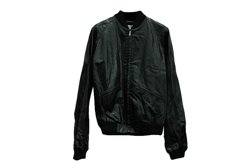 Saint Laurent Shiny Bomber Jacket in Black Cotton