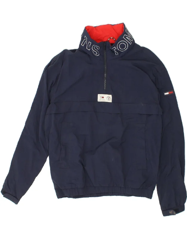 TOMMY HILFIGER Mens Graphic Anorak Jacket UK 40 Large Navy Blue Polyester