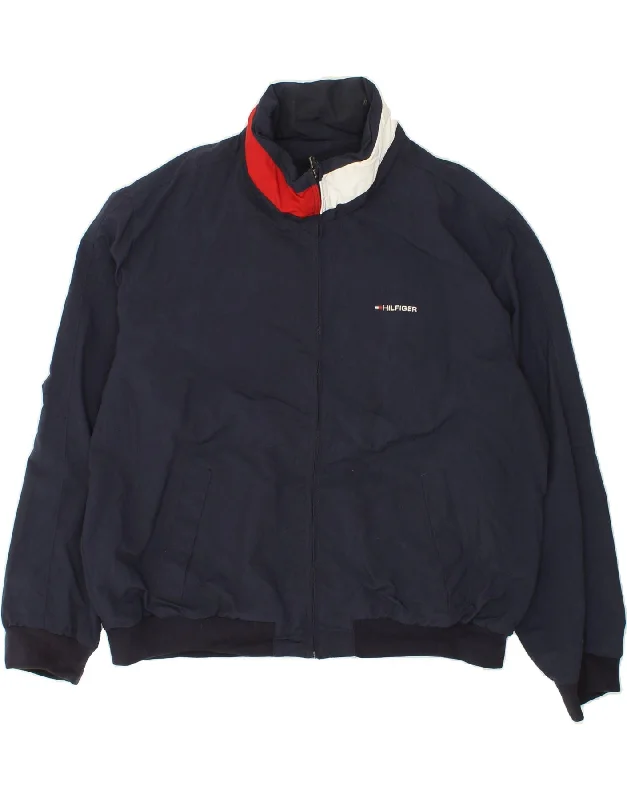 TOMMY HILFIGER Mens Rain Jacket UK 44 2XL Navy Blue Polyamide