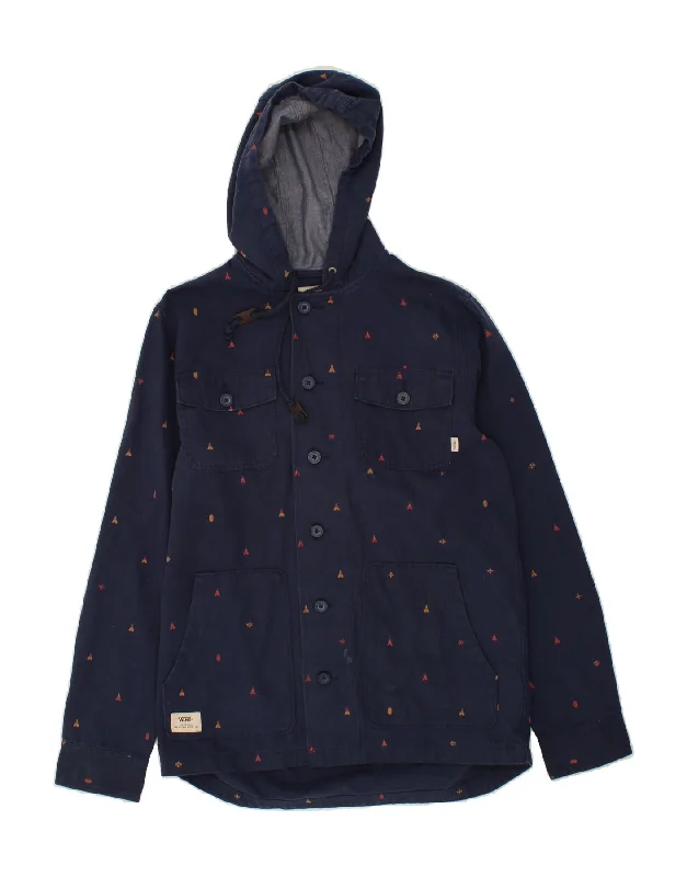 VANS Mens Abstract Pattern Hooded Utility Jacket UK 38 Medium Navy Blue