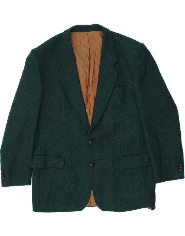 VINTAGE Mens 2 Button Blazer Jacket IT 54 2XL Green Wool