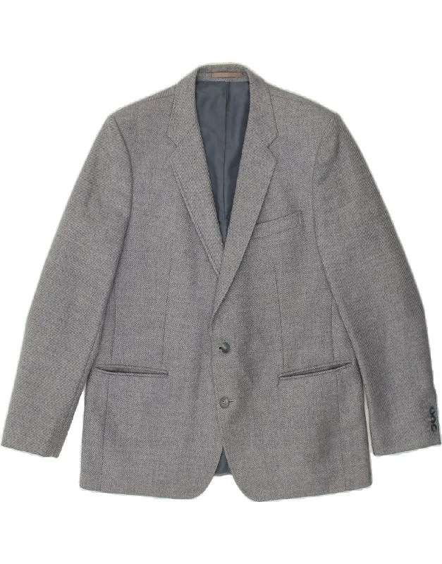 WELLINGTON Mens 2 Button Blazer Jacket IT 46 Small Grey Wool