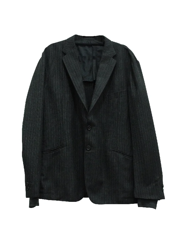 Yves Saint Laurent Pinstripe Casual Jacket With Cuff in Grey Wool