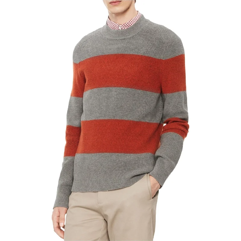 Calvin Klein Mens Mock Neck Striped Pullover Sweater