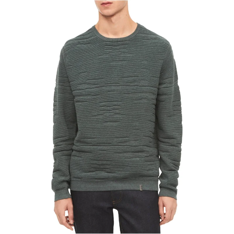 Calvin Klein Mens Textured Pullover Sweater, Grey, Large