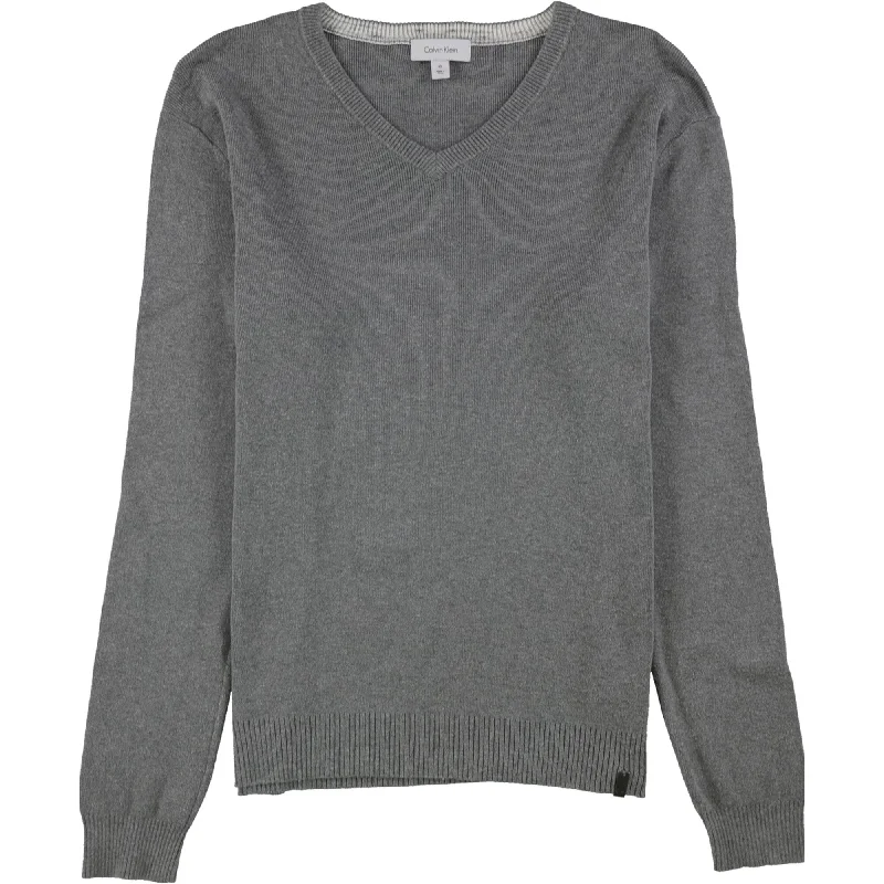 Calvin Klein Mens V-Neck Pullover Sweater, Grey, X-Small