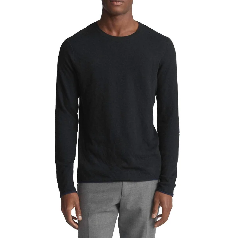 Classic Fit Tripp Crew Neck Cotton Wool Sweater in Black