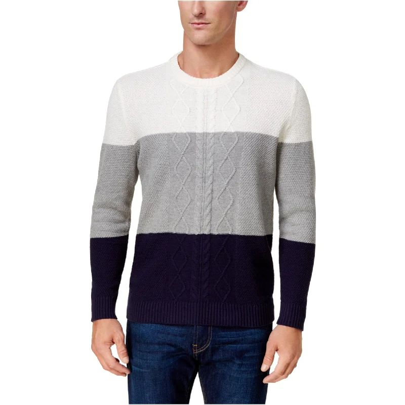 Club Room Mens Colorblocked Cable Pullover Sweater