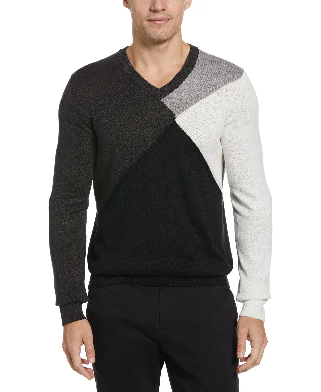 Color Block V-Neck Sweater