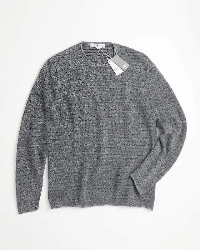 Washed Linen Fanach Rolled Edge Crewneck Sweater