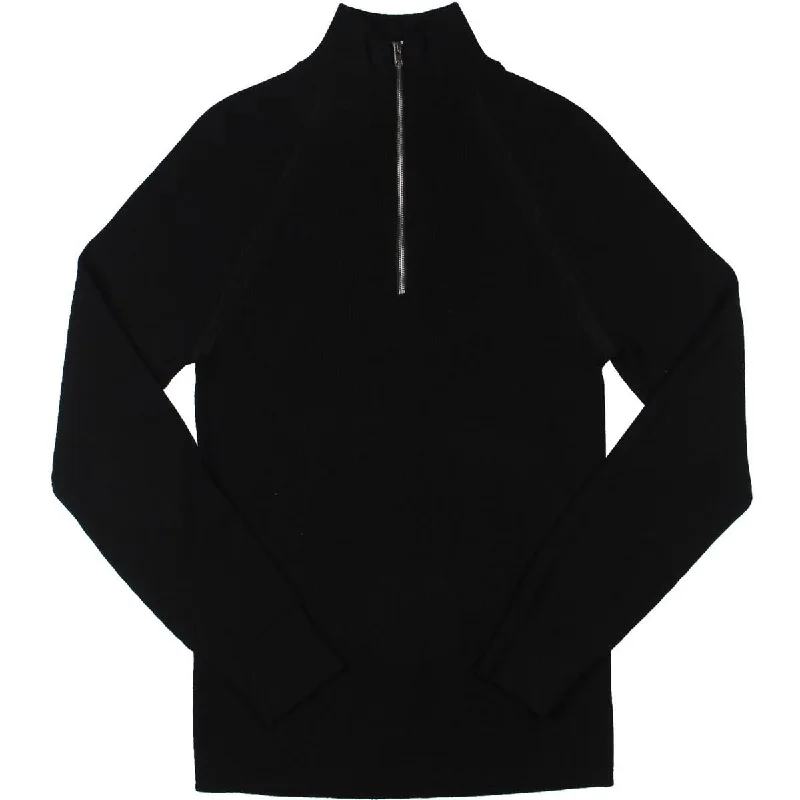 Theory Mens 1/4 Zip Ribbed Mock Turtleneck Sweater