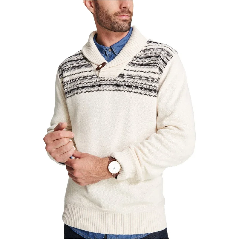 Weatherproof Mens Toggle Pullover Sweater, Off-White, Small